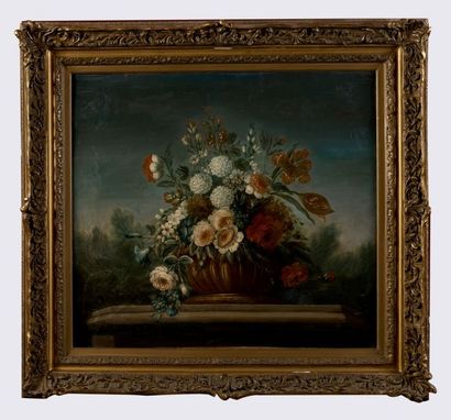 ECOLE FRANCAISE XIXe siècle "Nature morte au vase fleuri"
Huile sur toile encadrée
Epoque...
