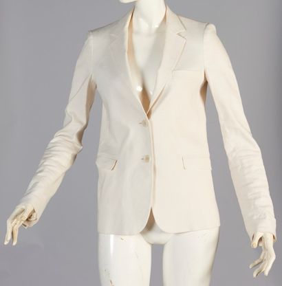 CHLOE veste en lin, coton et viscose ivoire, trois poches (T 34)