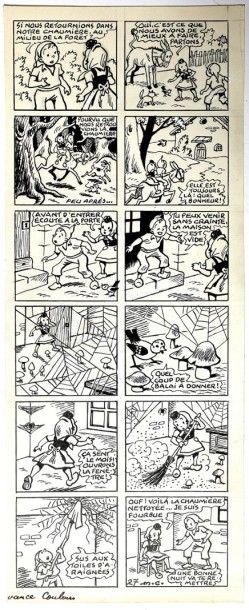 CUVILLIER, MAURICE (1897-1958) Planche originale de la série célèbre créée en 1941...
