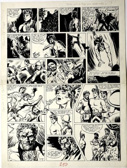 FRISANO, JEAN (1927-1987) Aventures - Planche originale n°4 en 2 demi-planches des...