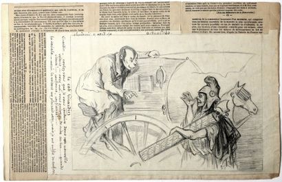 ILLUSTRATEUR NON IDENTIFIÉ Année 1850 -Dans l'esprit et copie de 2 dessins de presse...