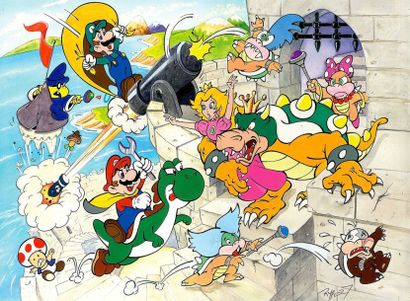 NINTENDO LICENSING / RYPERT, FABIEN (1964) Super Mario- Grande illustration originale...