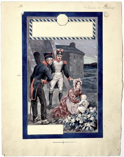 THIRIET, HENRI (1873-1946) Couverture du roman "Le zouave de Malakoff" de Louis Boussenart...