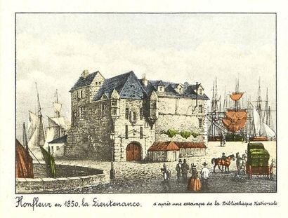 LOT D'ESTAMPES Lot de 3 estampes, dont une représentant la ville d'Honfleur, et deux...