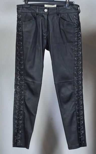 ISABEL MARANT POUR H&M, PLEIN SUD, ANONYME PANTALON lacé en cuir agneau nappa noir...