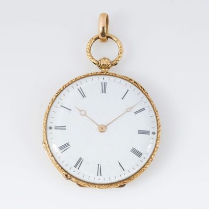 MONTRE DE GOUSSET LEROY ET FILS Montre de gousset en or jaune 18K 750/°° signée LE...