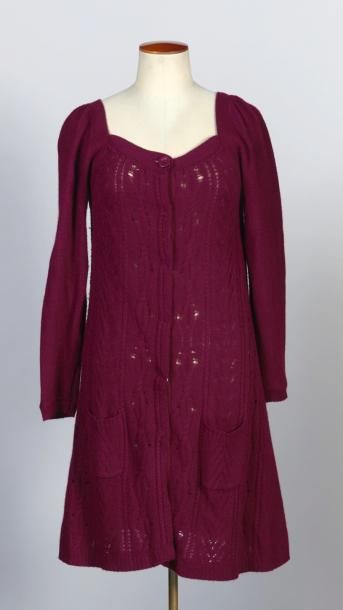 Stella FOREST ENSEMBLE en laine, angora et cachemire tricotés bordeaux: ROBE, long...