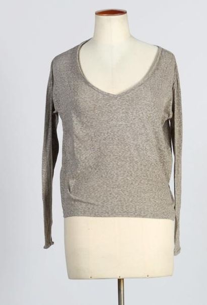 BY ZOE, ESP, MICHAEL STARS PULL-OVER maxi en jersey gris, manche droite en guipure...