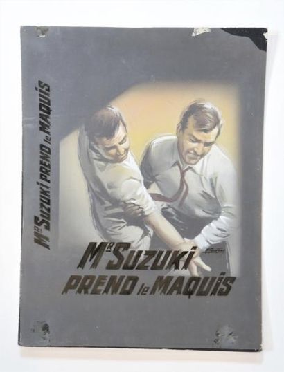 GOURDON, MICHEL (1925-2011) Couverture originale du roman policier "Mr Suzuki prend...