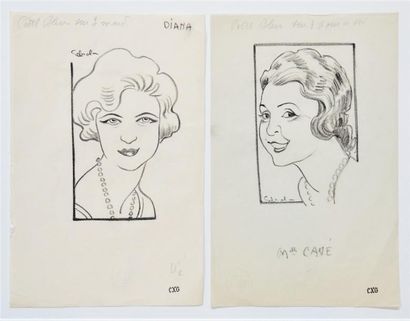 CABROL, RAOUL (1895-1956) Par le Daumier du XXème siècle - Ensemble de 2 dessins...