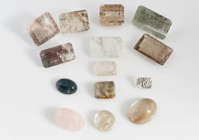 LOT QUARTZ Sachet de 13 quartz à inclusions (cheveux de Vénus, flèche d'amour, dendritique,...