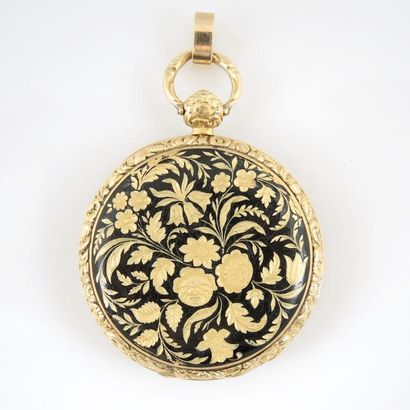 GITEAU. MONTRE DE POCHE. XIXème siècle Montre de poche en or jaune 18K (750°/00)....