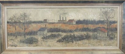 MASSALVE (1927-1966) Paysage de banlieue'' Huile sur toile signée en bas à gauche,...
