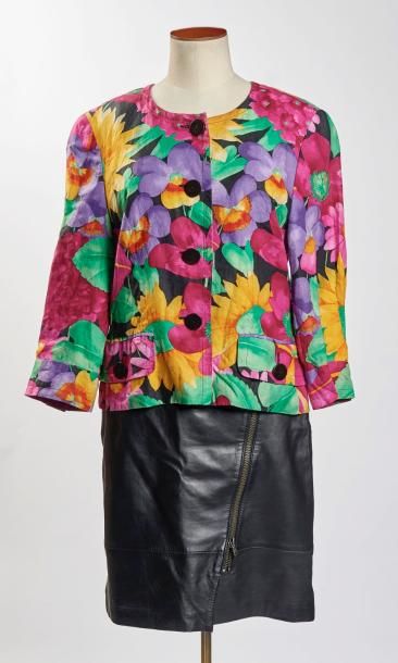 CELINE VINTAGE, HUGO BOSS FEMME VESTE en lin imprimée d'un motif de fleurs multicolores...