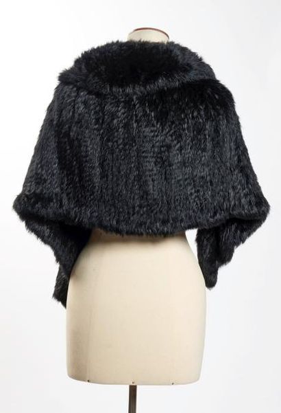 ANONYME Vintage CAPELINE en tricot de lapin lustrée noir (T U) (très bon état) 