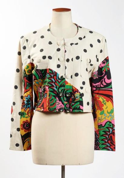 MOSCHINO Couture Circa 1990/95, THIERRY MUGLER Couture VESTE en laine ivoire et multicolore...