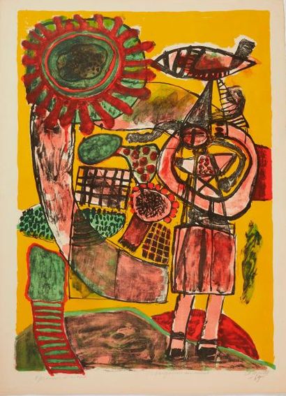 CORNEILLE Guillaume (1922-2010) "La baigneuse au soleil", 1969
Lithographie en couleurs...