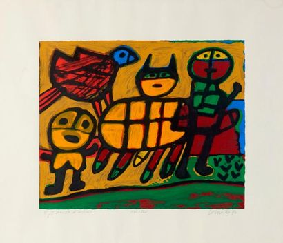 CORNEILLE Guillaume (1922-2010) "Tribu", 1992
Lithographie en couleurs signée datée,...