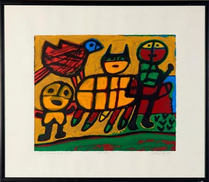 CORNEILLE Guillaume (1922-2010) "Tribu", 1992
Lithographie en couleurs signée datée,...