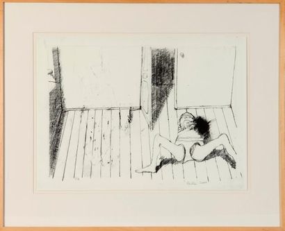 RUSTIN JEAN (1928-2013) "Sans titre (enfant allongé)", 2001 

Lithographie, signée...
