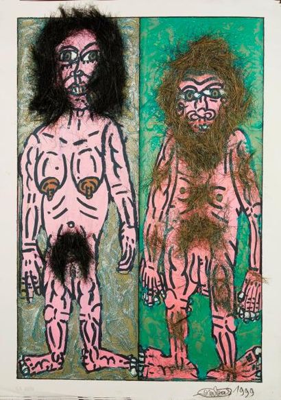 COMBAS Robert (Né en 1957) "Adam et Eve", 1999
Lithographie en couleurs signée, datée...