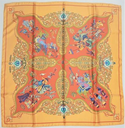 HERMES Paris CARRE en twill de soie imprimé titré "Poésie persane" (excellent état,...