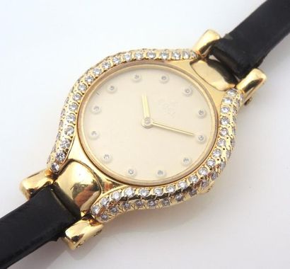 EBEL - MODELE BELUGA Montre de dame en or jaune 18K 750/°° boitier rond, lunette...