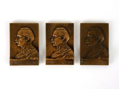 MEDAILLES MACONNIQUES Ensemble de 3 médailles commémoratives en bronze de la Loge...