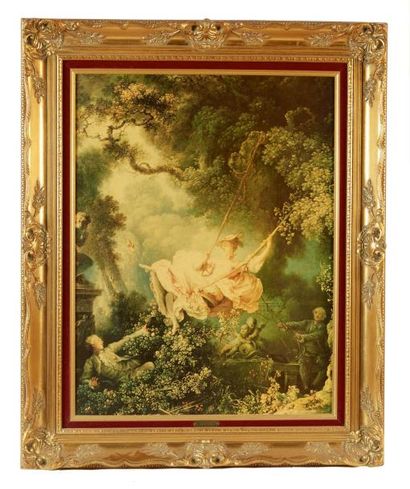 LOT DECORATION Lot de 7 reproductions de tableaux d'après les maîtres (Fragonard,...