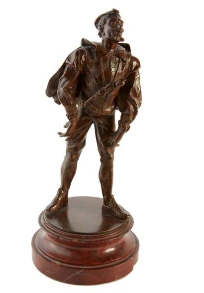 ANONYME Sculpture en bronze patiné représentant un bouffon
Repose sur un socle de...
