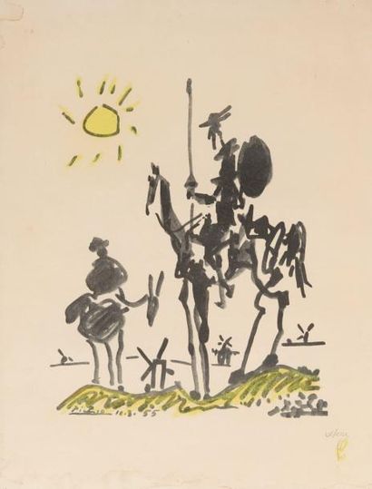 PICASSO Pablo (1881-1973) (D'APRES) "Don Quichotte et Sancho Panca. 11 - 8 - 55."

Offset...