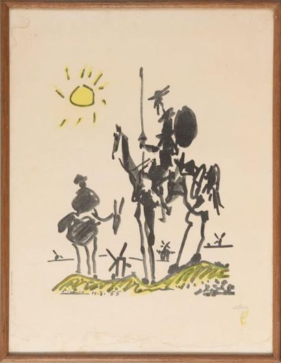 PICASSO Pablo (1881-1973) (D'APRES) "Don Quichotte et Sancho Panca. 11 - 8 - 55."

Offset...