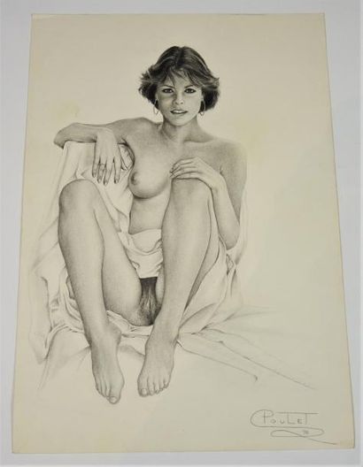 POULET POULET 


Grande illustration érotique d'une belle femme brune - 1976 - mine...