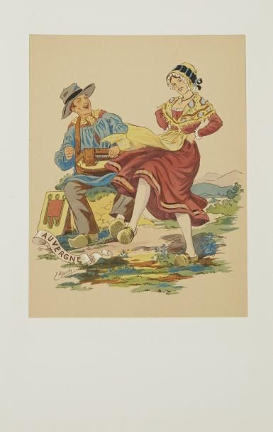 NAUDY (Alfred RENAUDIN ) (1866-1944) Série de 22 gravures en couleurs au pochoir...