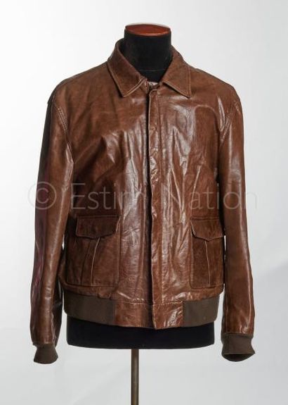 OAKWOOD POUR HOMME BLOUSON en cuir vieilli chocolat au lait zippé, deux poches à...