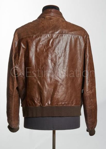 OAKWOOD POUR HOMME BLOUSON en cuir vieilli chocolat au lait zippé, deux poches à...