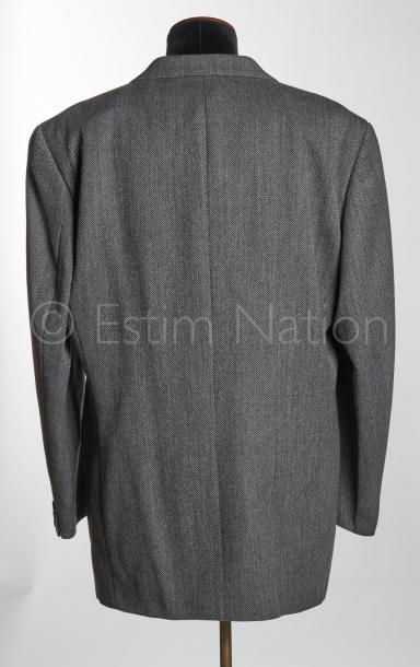 KENZO Homme VESTE en laine chinée noir et blanc, simple boutonnage, deux poches (T...
