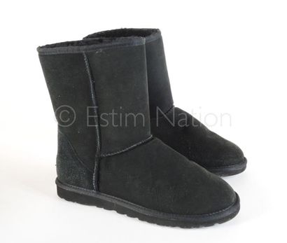 UGG PAIRE DE BOTTES en mouton retourné noir (P 41) (très peu portées)