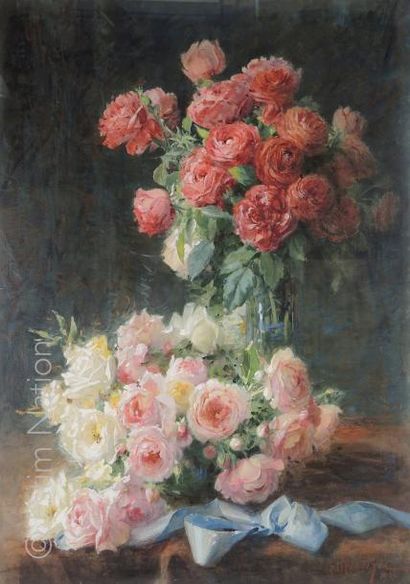 MONTEZIN Alfred (XXème siècle) "Nature morte au bouquet de roses".


 Aquarelle et...