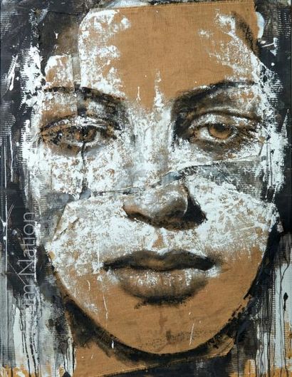 MAX GASPARINI (1970) "Portrait féminin" 

Technique mixte sur toile et carton.

Signé...