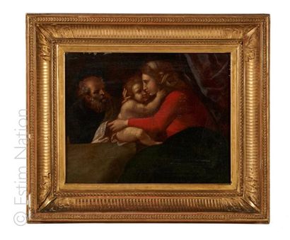 ECOLE ITALIENNE 18e SIECLE "Sainte Famille"
Huile sur toile.
Dimensions 24 x 30,5...