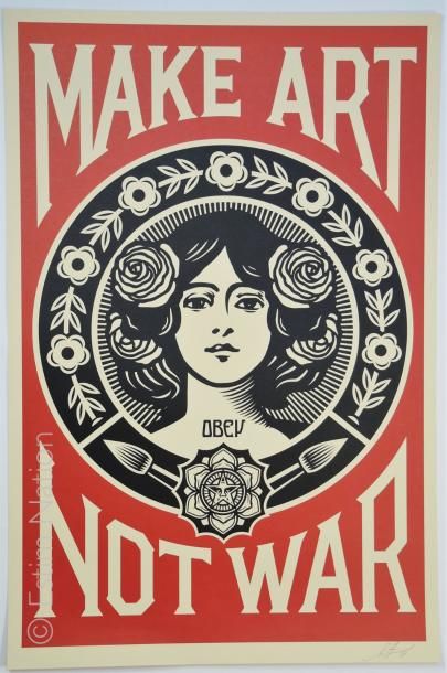 OBEY (Shepard Fairey dit) (né en 1970) "Make Art not war"


Sérigraphie en couleurs...