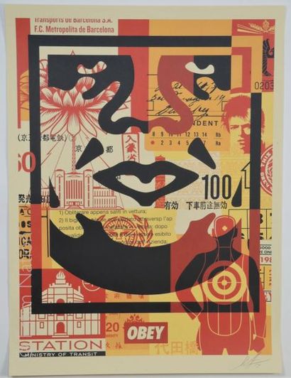 OBEY (Shepard Fairey dit) (né en 1970) "Triptyque 3 faces OBEY GIANT (collage)"


Ensemble...