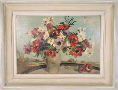 R. GIROL (?) "Nature morte aux fleurs". 


Huile sur isorel signée en bas à droite....