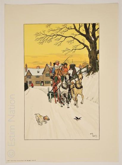 ELIOTT Harry 1882-1959 'Malle-poste quittant le relais accompagnée d'un chien et...