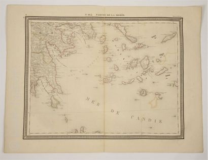 CARTE GEOGRAPHIQUE [GRECE]Carte de la région comprise entre Athènes et Santorin,imprimée...