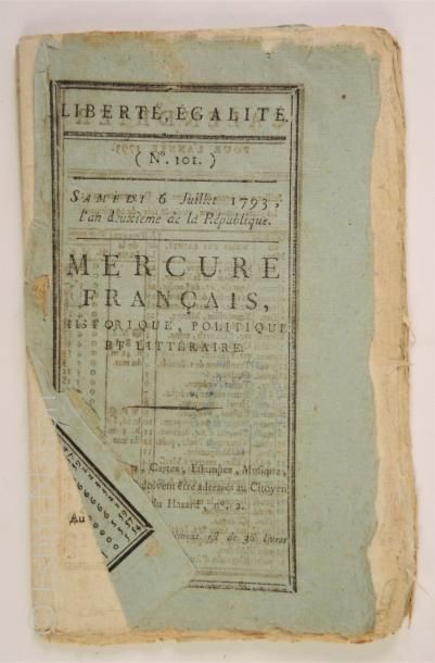 [CORSE] 'Mercure français n°101'' daté du 6 juillet 1793 annonçant page 45 la prise...
