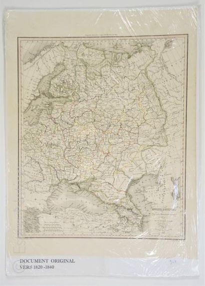 CARTE GEOGRAPHIQUE "Carte de la Russie d'Europe,en noir,39 x 55 cm,vers 1840,vers...
