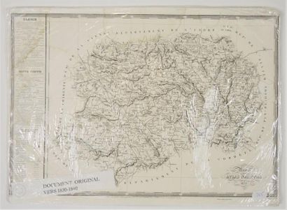 CARTE GEOGRAPHIQUE Carte départementale de la Creuse,en noir,datée 1835,40 x 55cm,très...