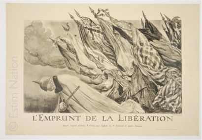 AFFICHE 'Emprunt de la libération''affiche en noir d'Abel Faivre,40 x 59 cm,très...